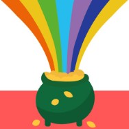 Rainbow leading into pot of gold